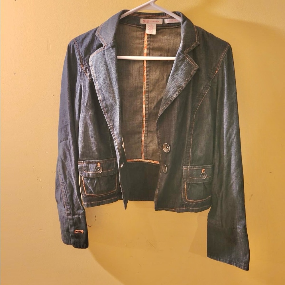 Nine & Co Jean Jacket Size 4 Blazer Denim Two Button Nine West